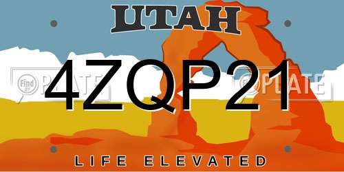 4ZQP21 Utah License Plate
