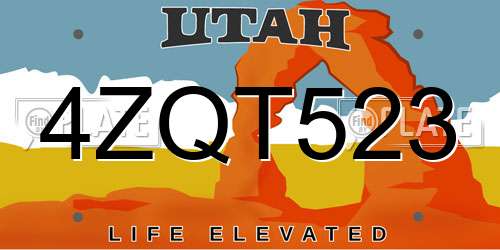 4ZQT523 Utah License Plate