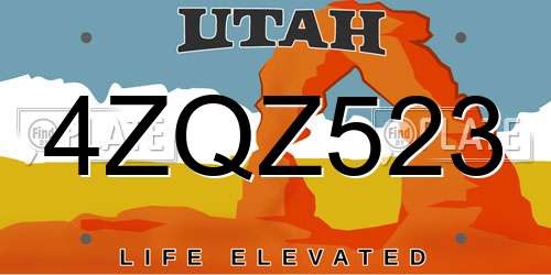 4ZQZ523 Utah License Plate