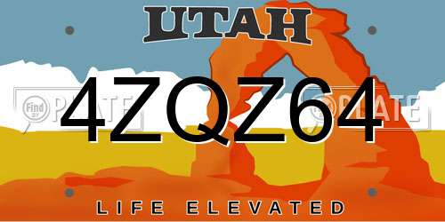 4ZQZ64 Utah License Plate