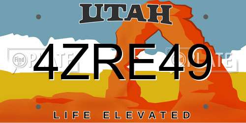 4ZRE49 Utah License Plate