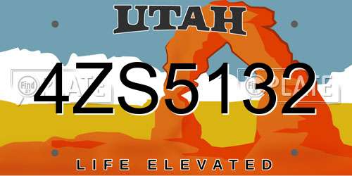 4ZS5132 Utah License Plate