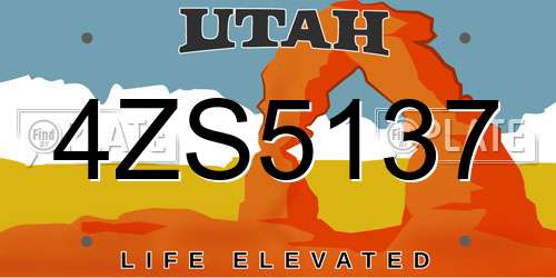 4ZS5137 Utah License Plate