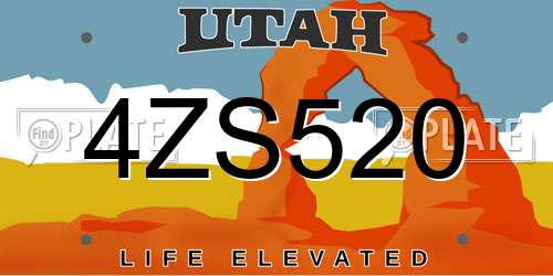 4ZS520 Utah License Plate