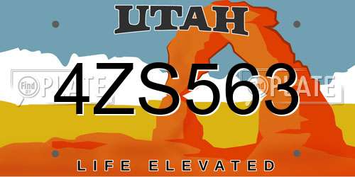 4ZS563 Utah License Plate