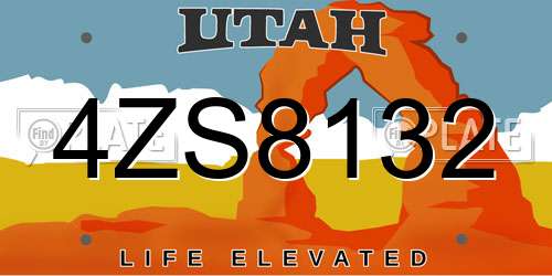 4ZS8132 Utah License Plate