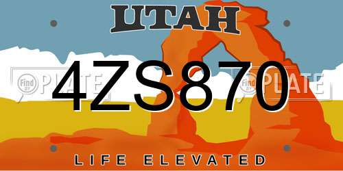 4ZS870 Utah License Plate