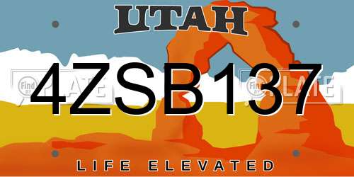 4ZSB137 Utah License Plate