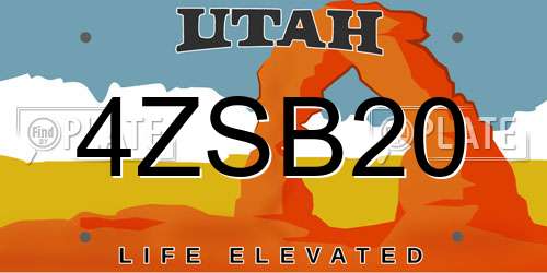 4ZSB20 Utah License Plate