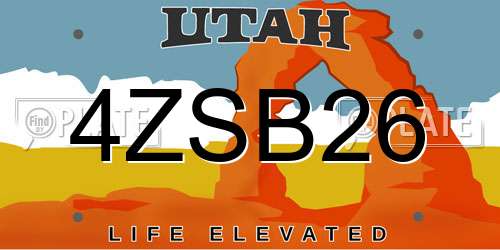4ZSB26 Utah License Plate