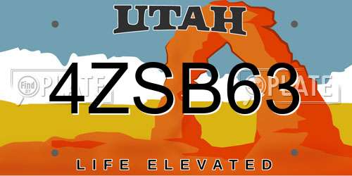 4ZSB63 Utah License Plate
