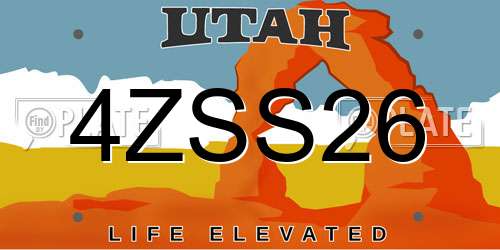 4ZSS26 Utah License Plate