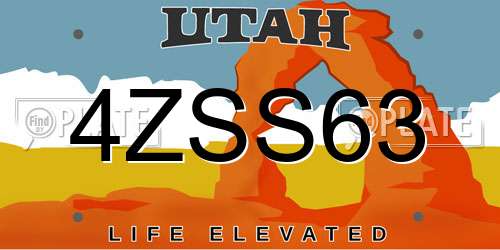 4ZSS63 Utah License Plate