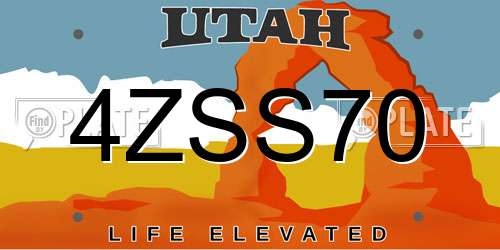 4ZSS70 Utah License Plate