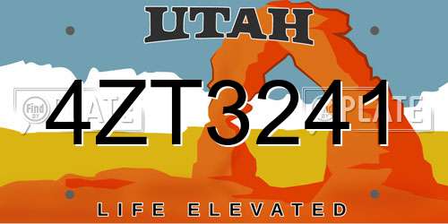 4ZT3241 Utah License Plate