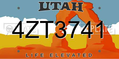 4ZT3741 Utah License Plate