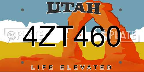 4ZT460 Utah License Plate