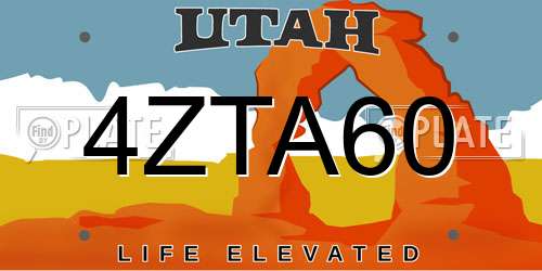 4ZTA60 Utah License Plate