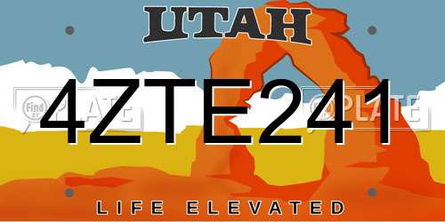 4ZTE241 Utah License Plate