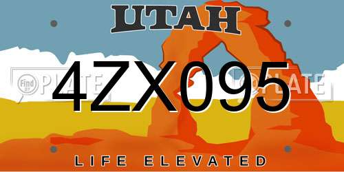 4ZX095 Utah License Plate