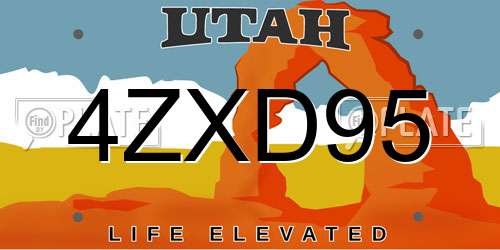 4ZXD95 Utah License Plate
