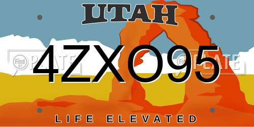 4ZXO95 Utah License Plate