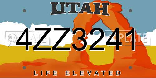 4ZZ3241 Utah License Plate