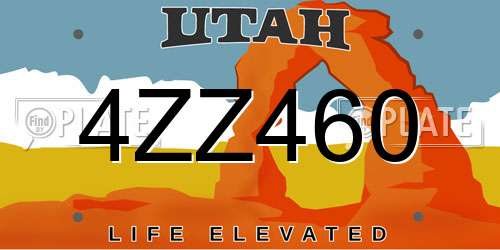 4ZZ460 Utah License Plate
