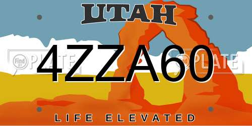 4ZZA60 Utah License Plate