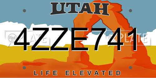 4ZZE741 Utah License Plate