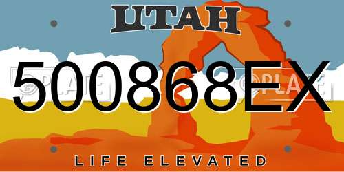 500868EX Utah License Plate