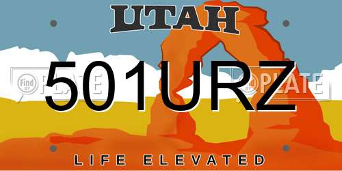 501URZ Utah License Plate