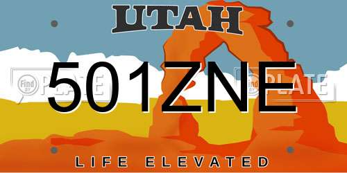 501ZNE Utah License Plate