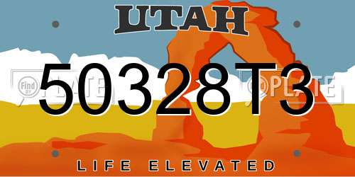 50328T3 Utah License Plate
