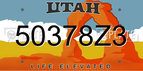 50378Z3 Utah License Plate