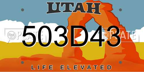 503D43 Utah License Plate