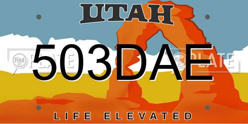503DAE Utah License Plate