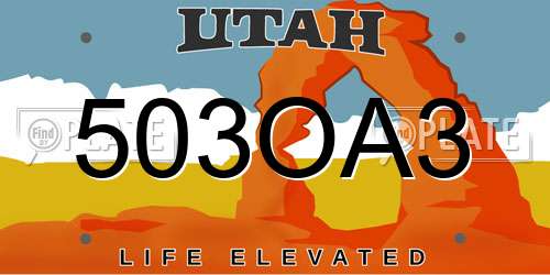 503OA3 Utah License Plate
