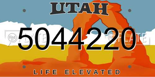 5044220 Utah License Plate
