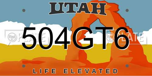 504GT6 Utah License Plate