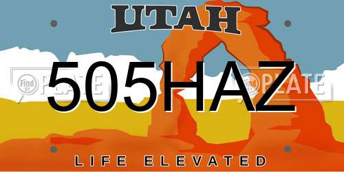 505HAZ Utah License Plate