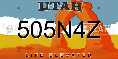 505N4Z Utah License Plate
