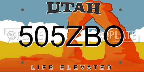 505ZBO Utah License Plate