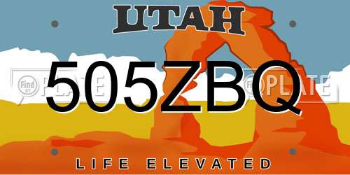 505ZBQ Utah License Plate