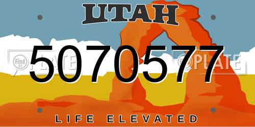 5070577 Utah License Plate