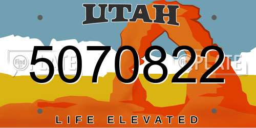 5070822 Utah License Plate