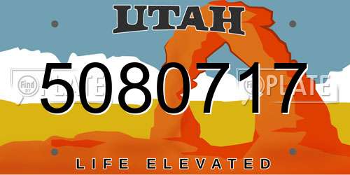 5080717 Utah License Plate
