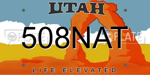 508NAT Utah License Plate