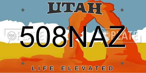 508NAZ Utah License Plate