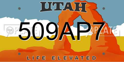 509AP7 Utah License Plate